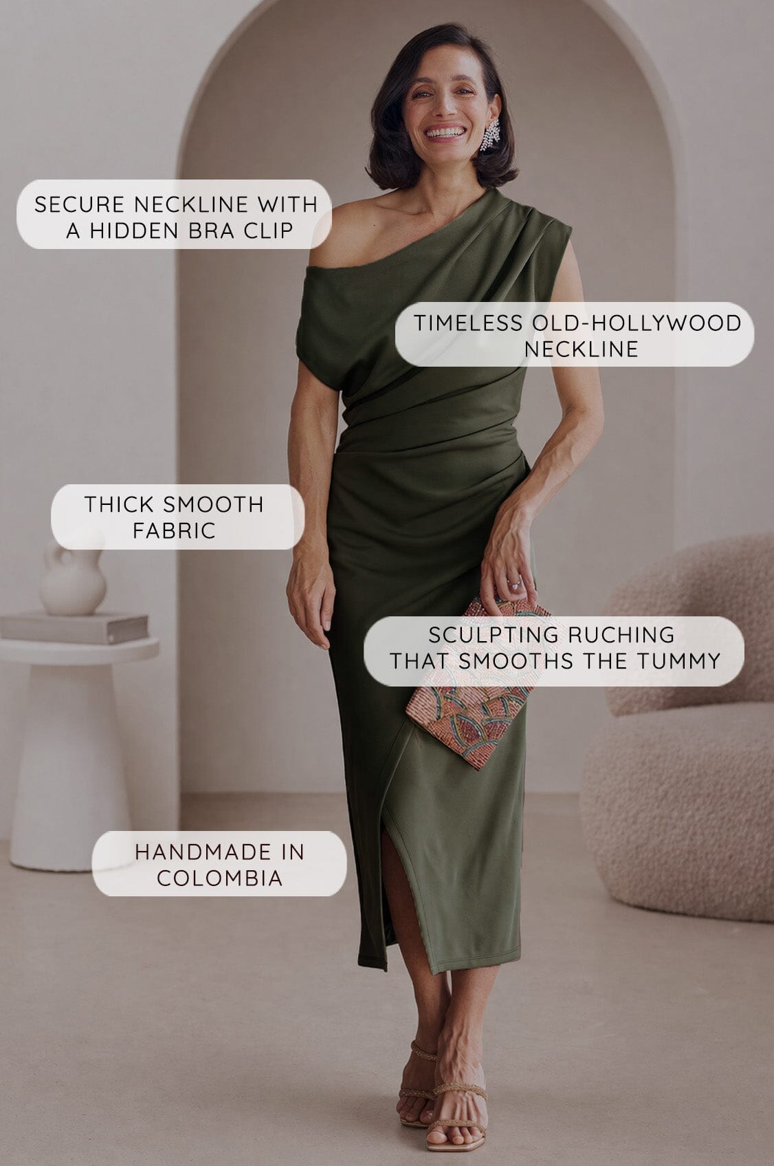 Roslyn Off Shoulder Midi Dress Chocolate Brown - Pre Order