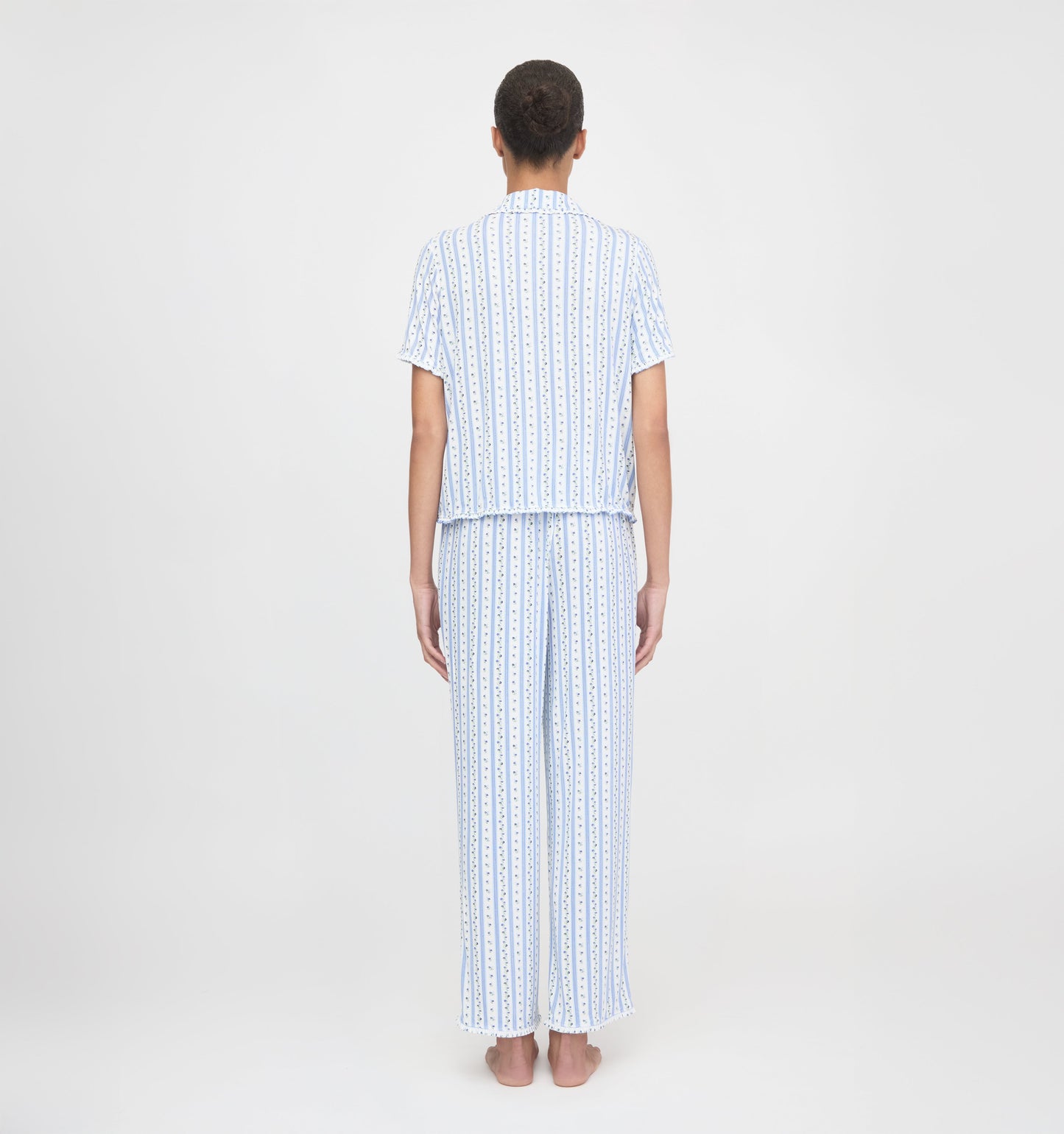 The Marina Pajama Set - Blue Petal Stripe