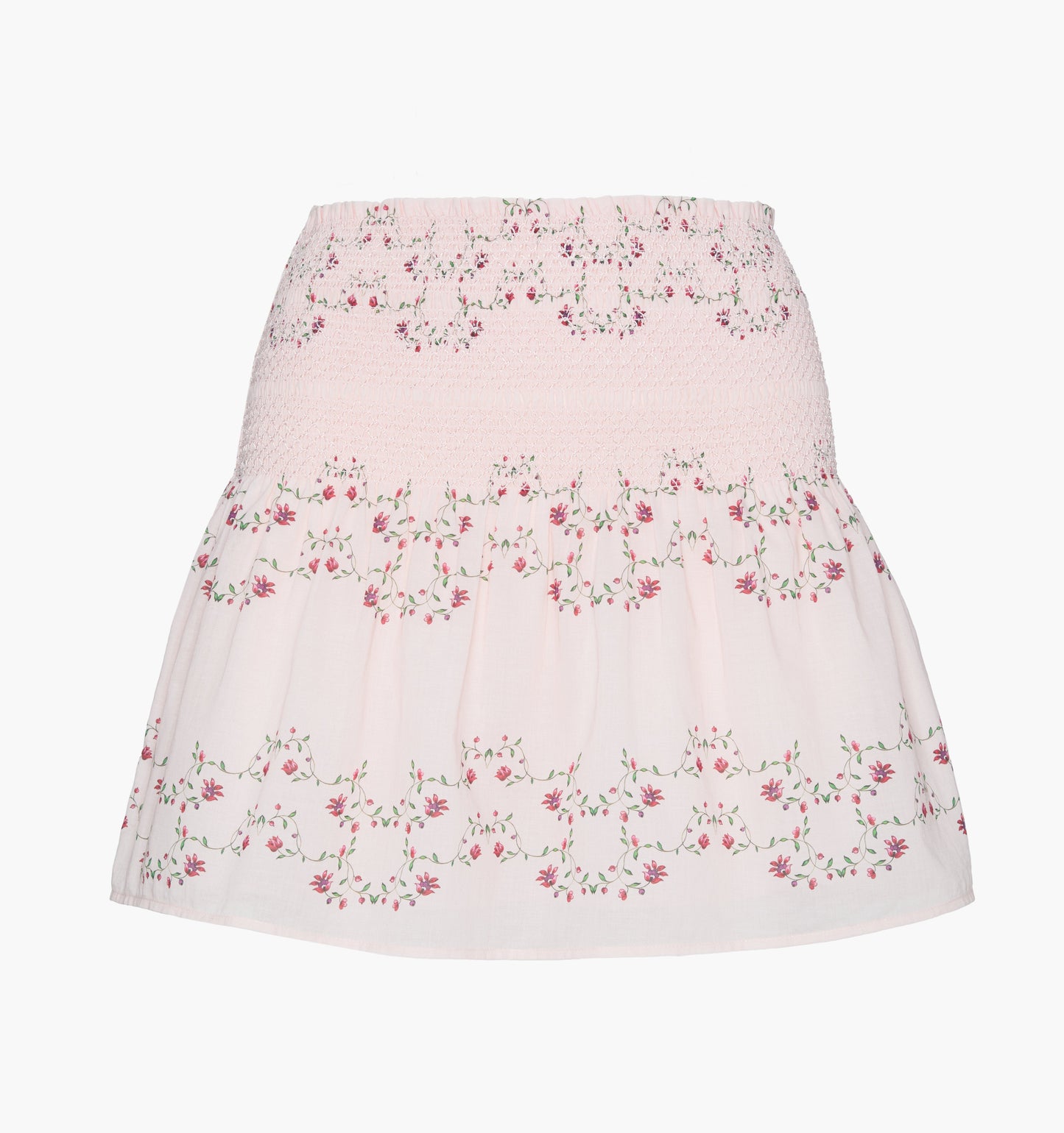 The Noa Skirt - Pink Floral Vine Scallop
