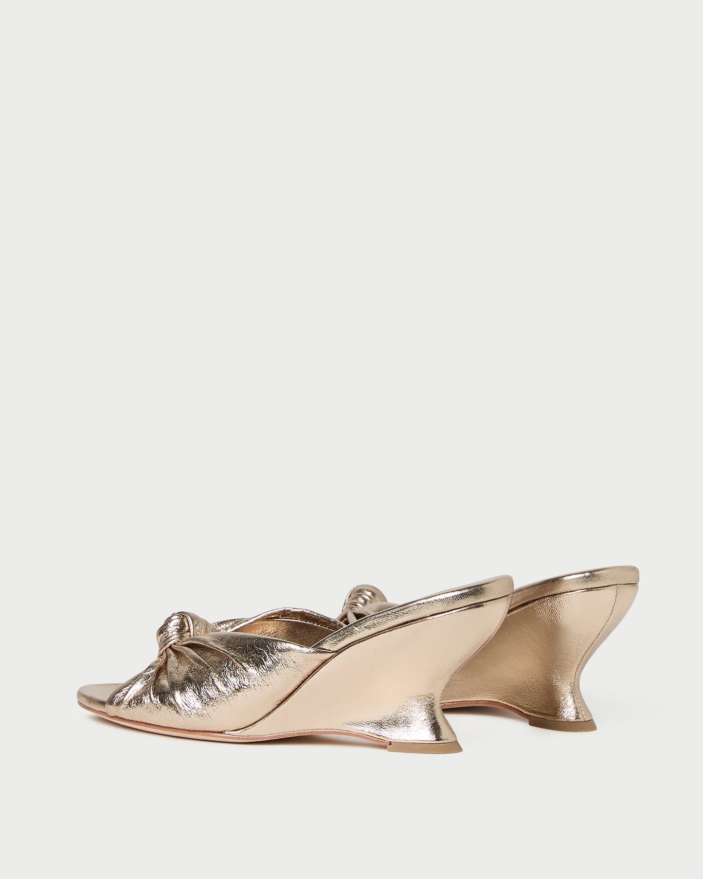 Marsy Champagne Leather Knot Wedge