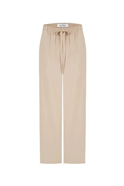 Gemma Straight Leg Tie Waist Pants Taupe