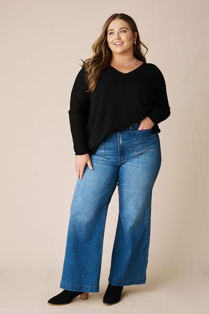 Jayda V-Neck Jumper Black
