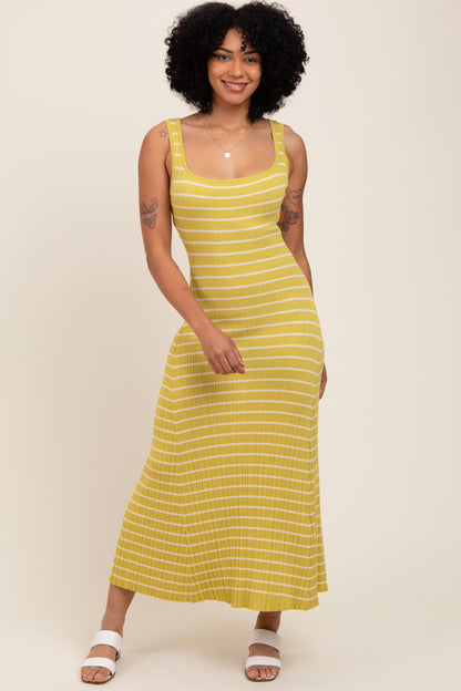 Lime/Cream Lightweight Rib Fit And Flare Maternity Midi Dress