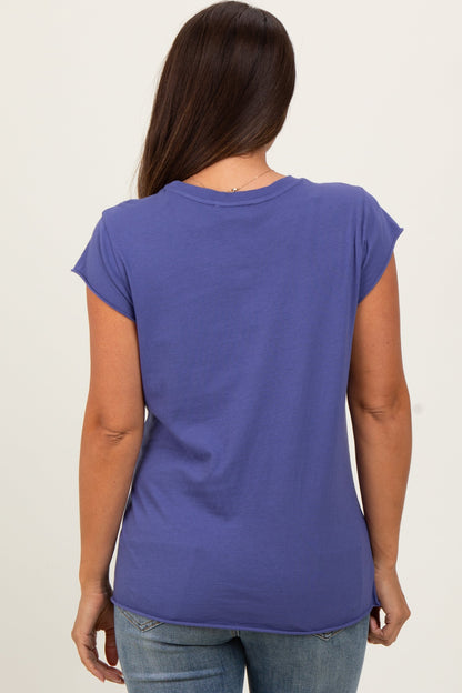 Navy Soft Cap Sleeve Maternity T-Shirt Top