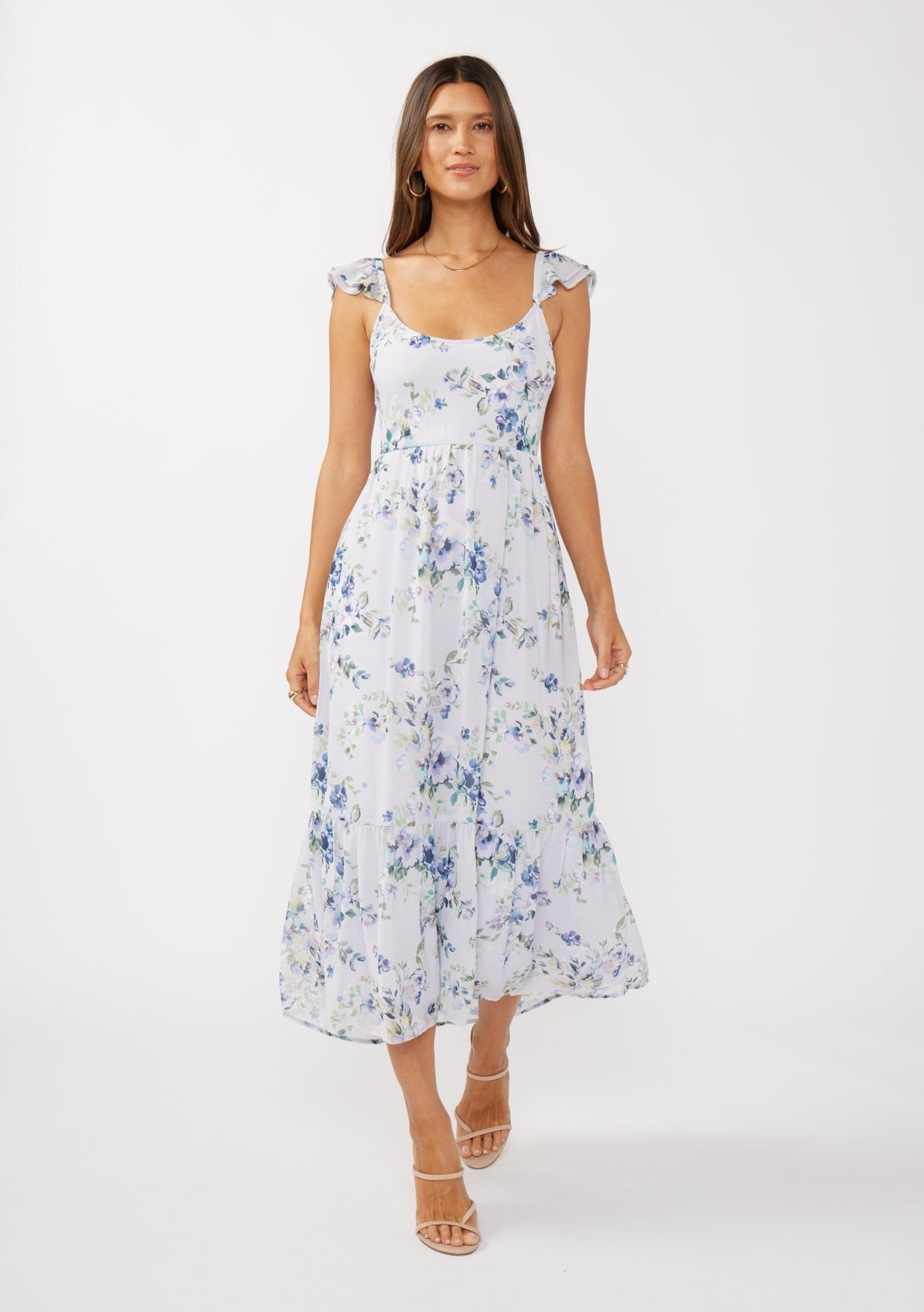 Lilac Floral Textured Open Back Tie Maternity Maxi Dress