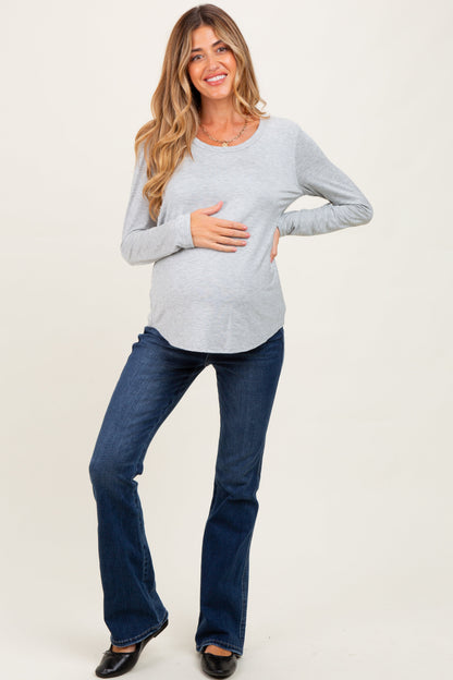 Heather Grey Inner Layer Maternity/Nursing Long Sleeve Top