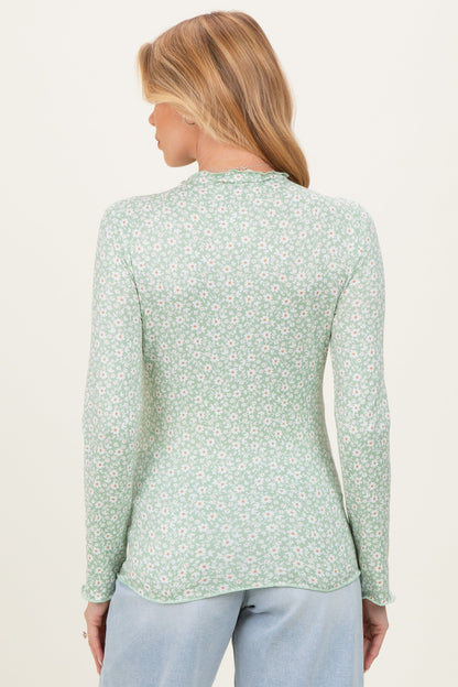 Sage Long Sleeve Floral Print Maternity Top