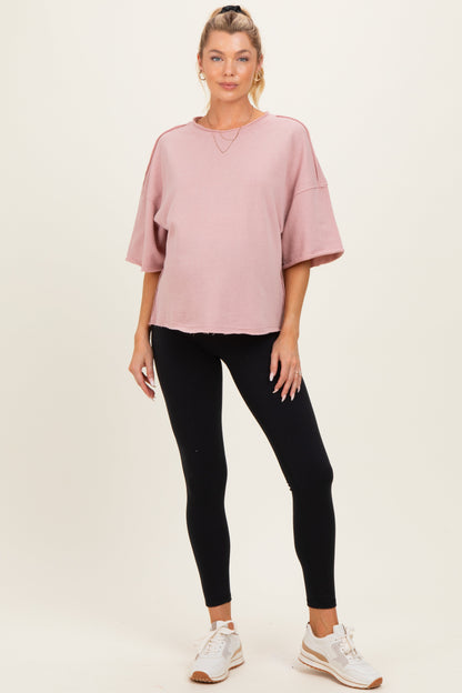 Blush Raw Cut Edge Maternity Boxy Tee