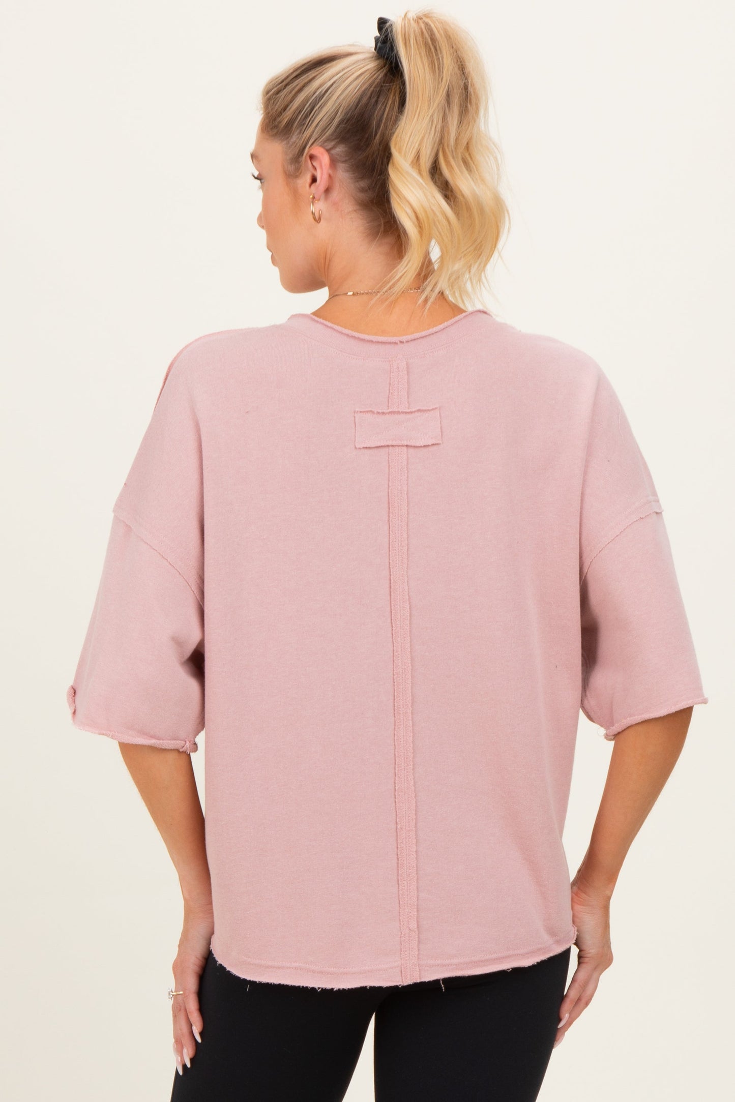 Blush Raw Cut Edge Maternity Boxy Tee