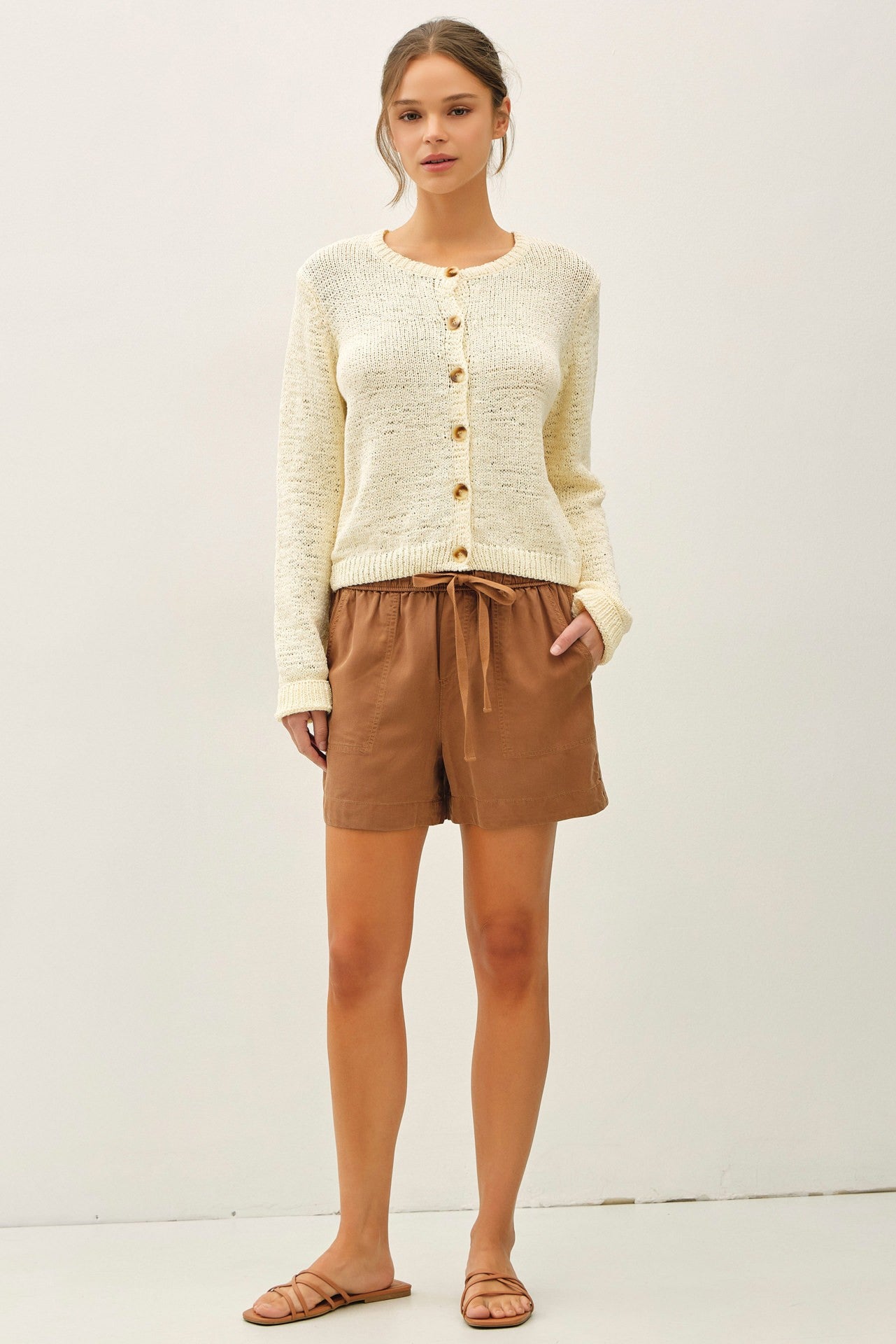 Brown Pull On Maternity Short