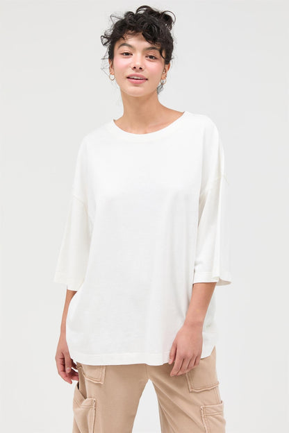 White Pigment Oversized Half-Sleeve Maternity T-Shirt