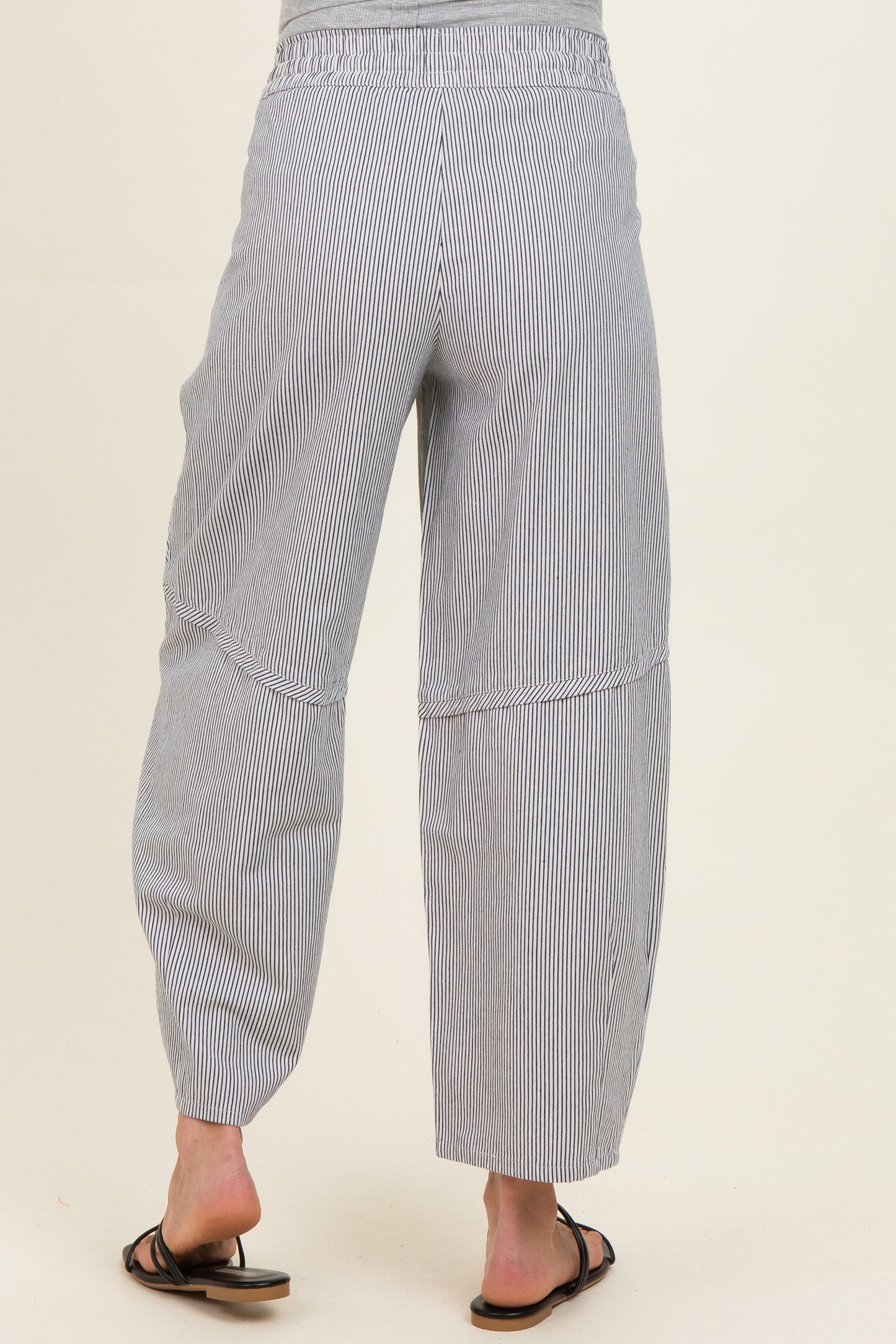 Off White Striped Relaxed Fit Maternity Pants