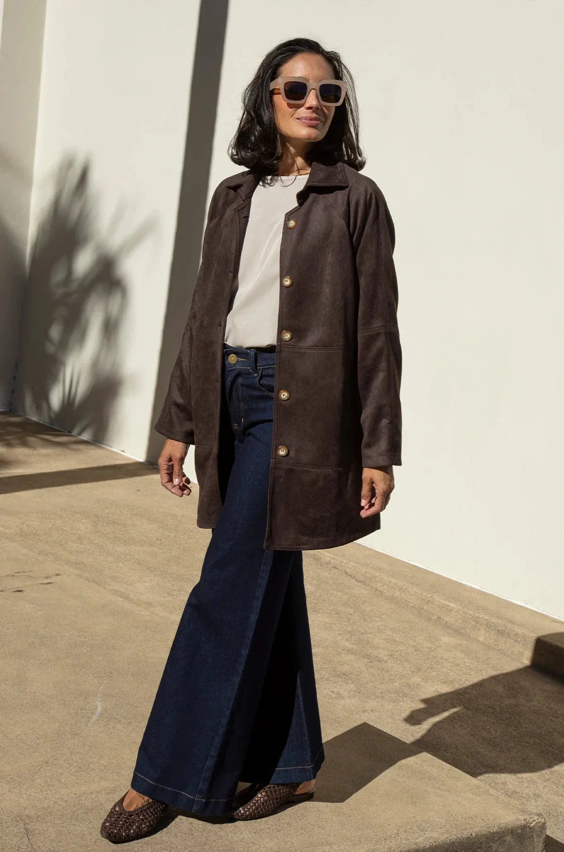 Vanessa Faux Suede Coat Chocolate