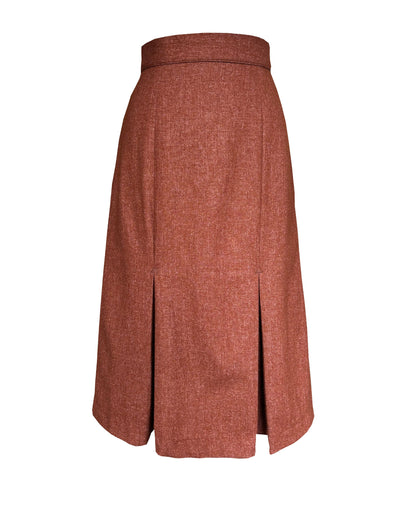 1940s Prim Pleated Skirt - Maple Wool