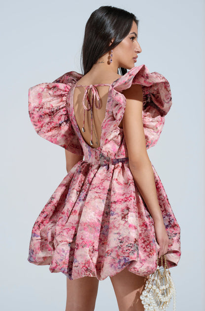 BELLE OF THE BALL PRINTED MINI DRESS