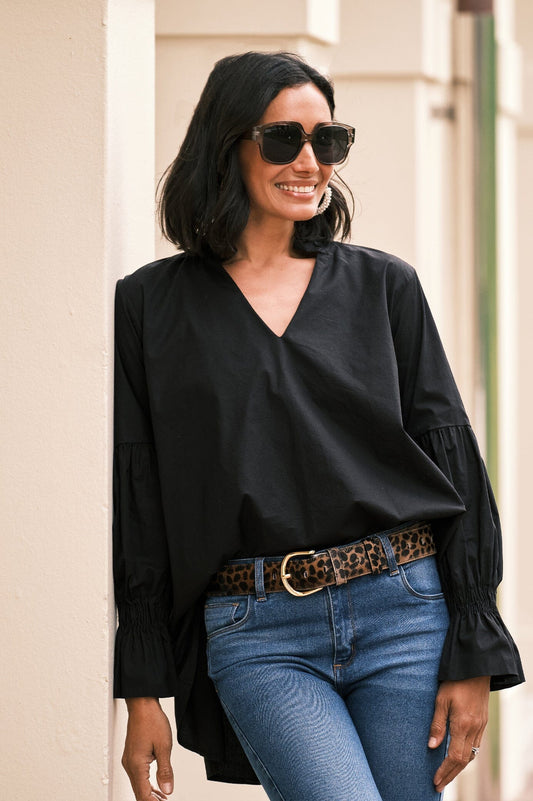 Alessandra Long Sleeve Top Black
