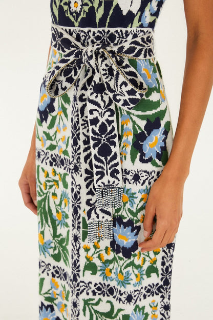Black Manoela Belted Knit Midi Dress