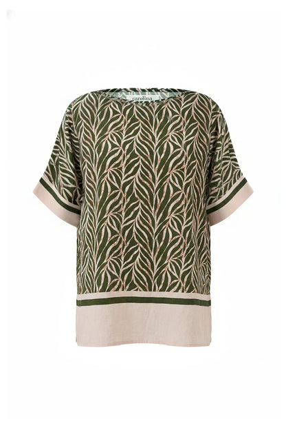 Natalia Short Sleeve Round Neck Top in Olive