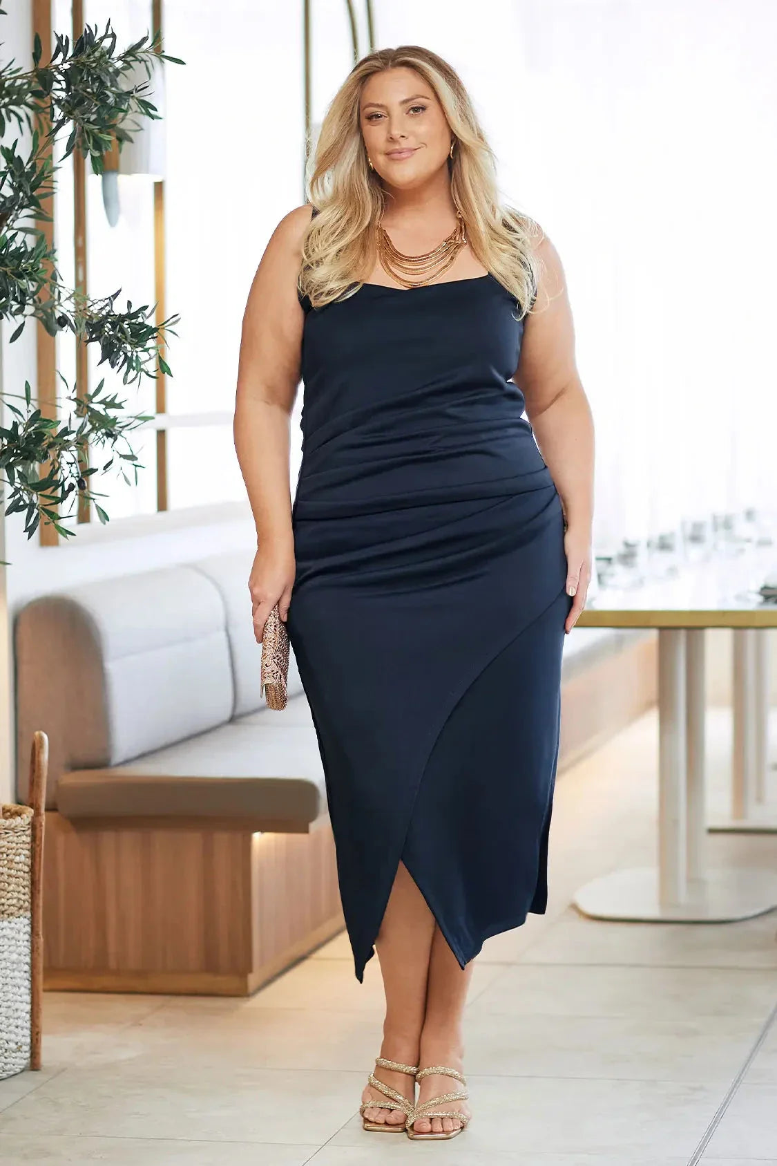 Portofino Sleeveless Midi Dress Navy