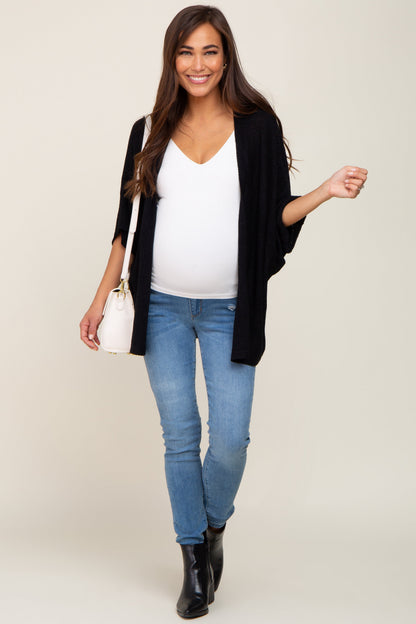Black Dolman Short Sleeve Maternity Cardigan