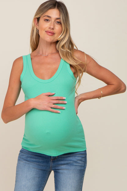 Mint Green Ribbed Basic Maternity Tank