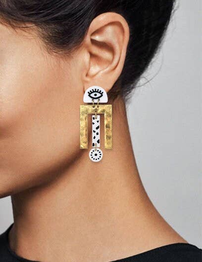 Evil Eye Earrings, Hammered Earrings, Acetate Laser Cut Earr