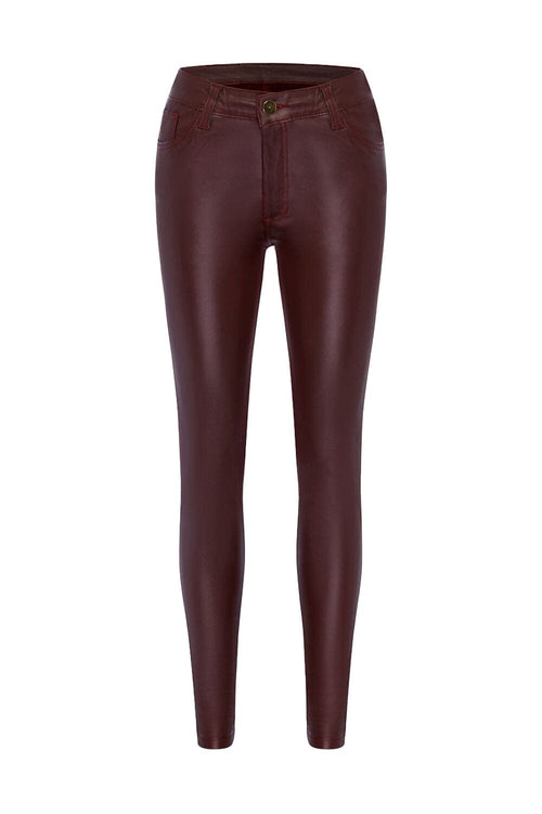 Amber Coated Skinny Jeans Burgundy