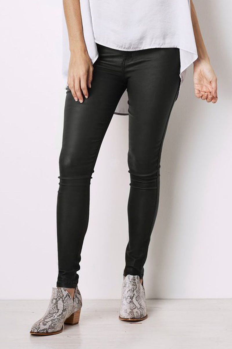 Amber Coated Skinny Jeans Black