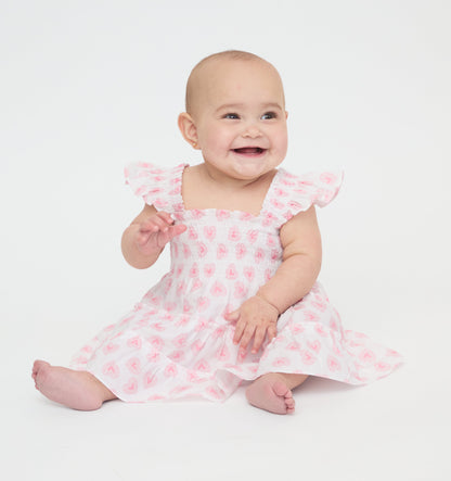 The Tiny Ellie Nap Dress - Pink Doily Heart