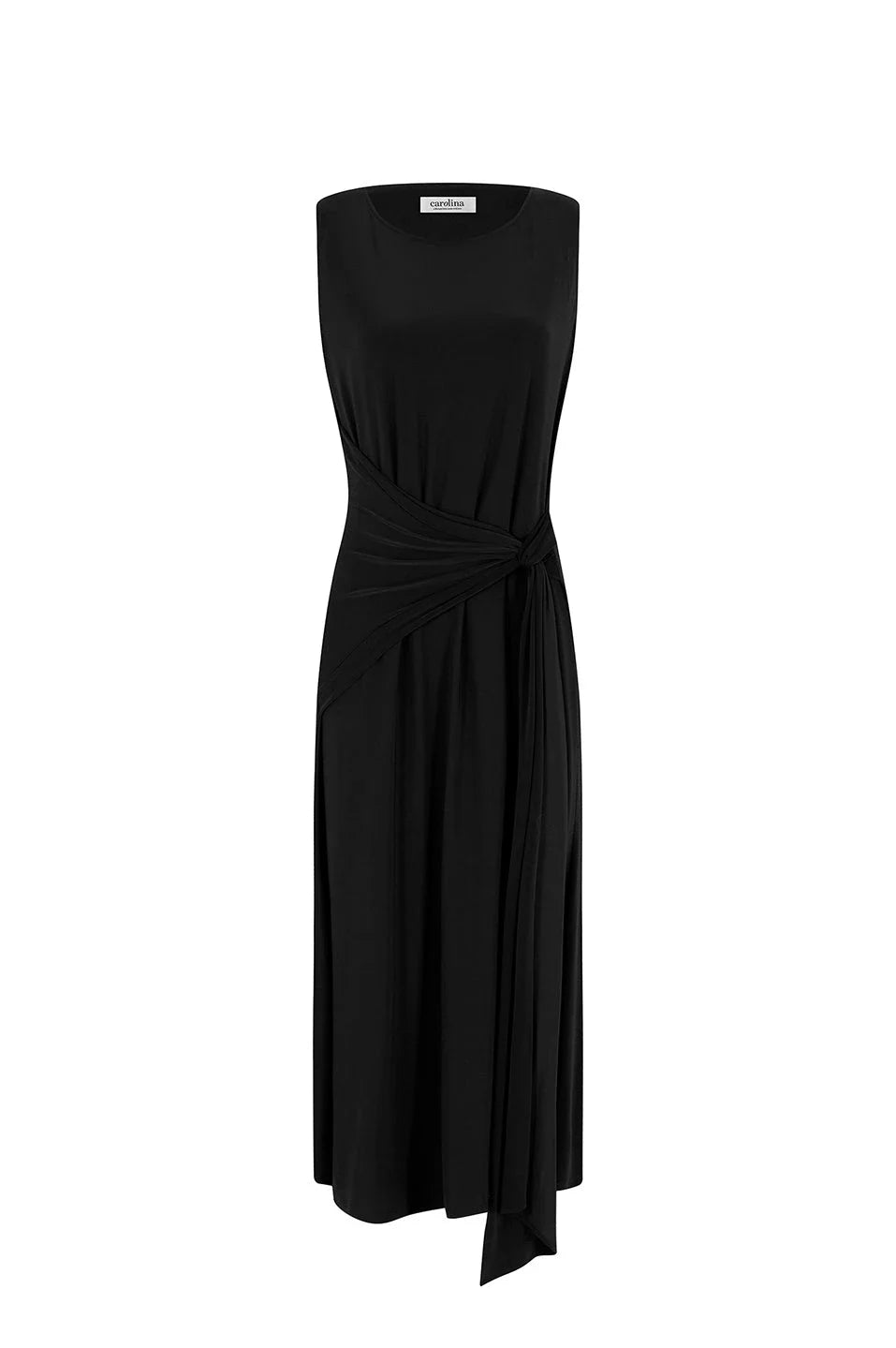 Angelica Sleeveless Midi Dress in Black