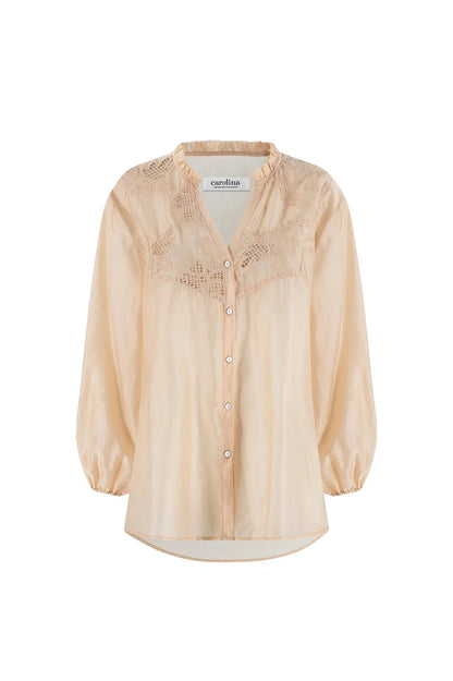 Aria Embroidered 3/4 Sleeve Top Butter Yellow