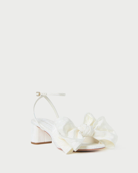 Carmen Cream Moiré Bow Sandal