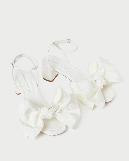 Carmen Cream Moiré Bow Sandal