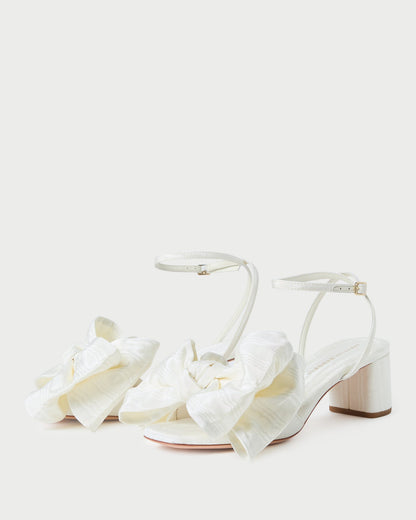 Carmen Cream Moiré Bow Sandal