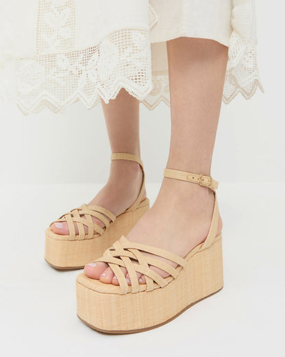 Channing Natural Raffia Platform Sandal