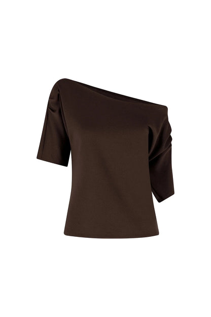 Claudette Off Shoulder Top Brown