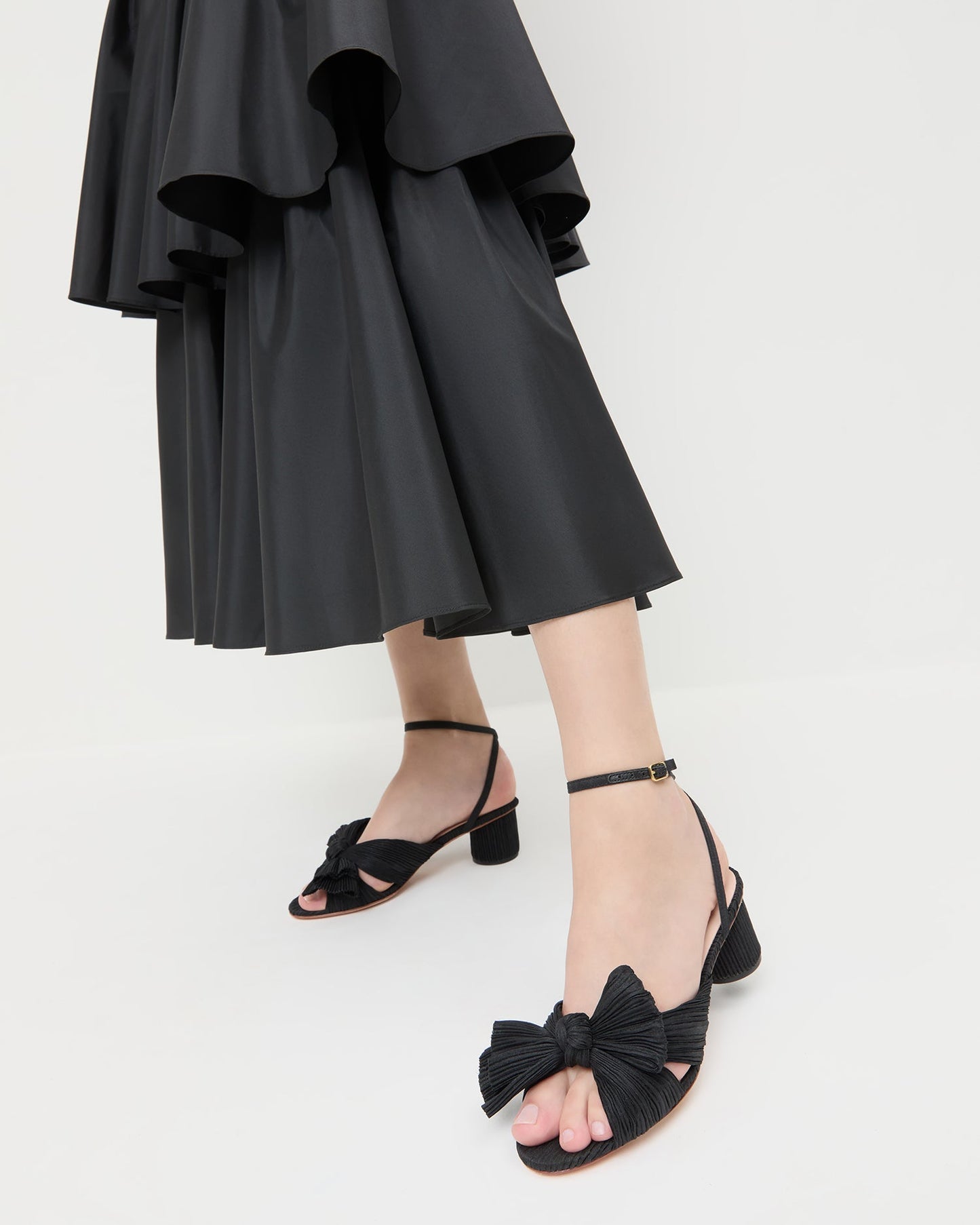 Dahlia Black Pleated Bow Heel
