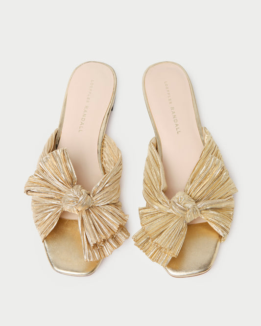Daphne Gold Bow Slide Sandal