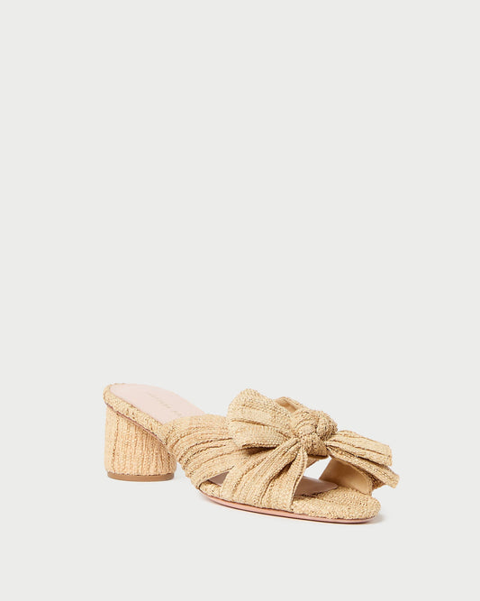 Emilia Natural Pleated Bow Heel
