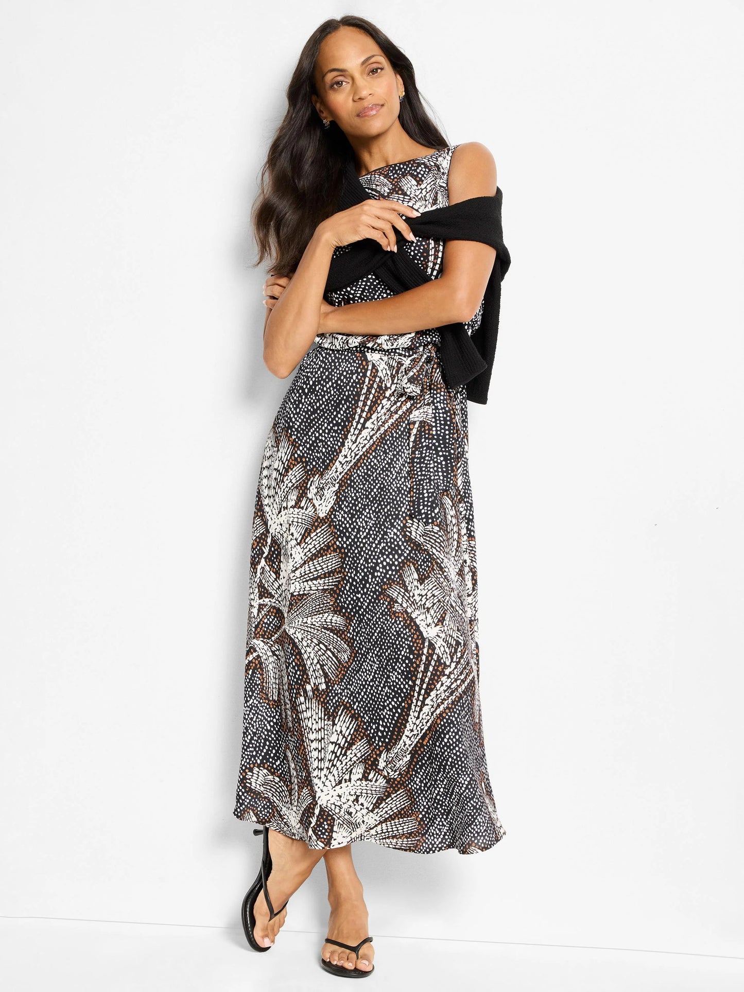 Dotty Palms Boat Neck Bianca Dress