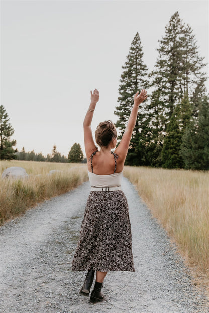 Trices Skirt in Brown Floral