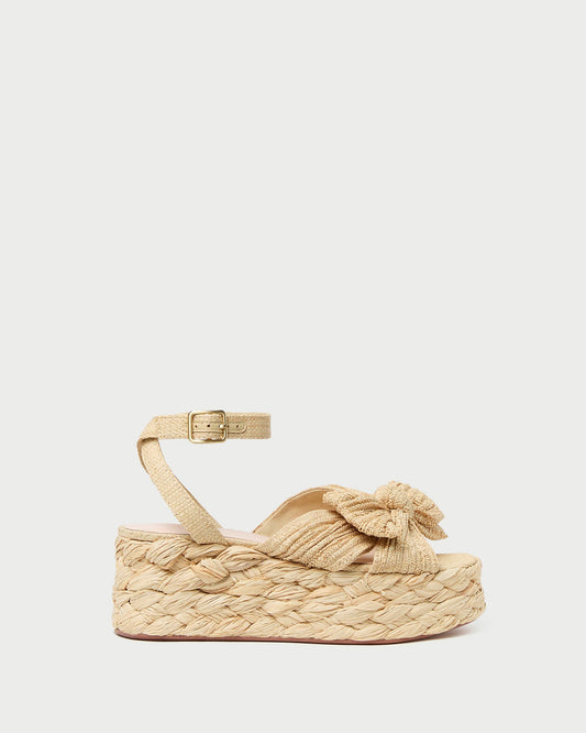Gaby Natural Pleated Bow Espadrille