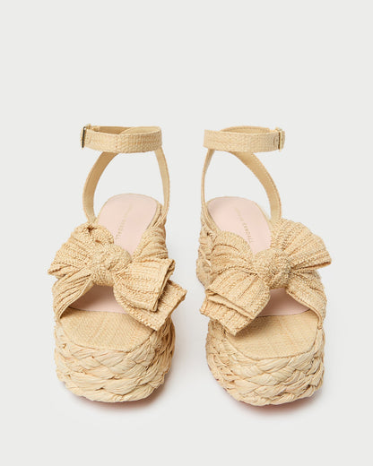 Gaby Natural Pleated Bow Espadrille