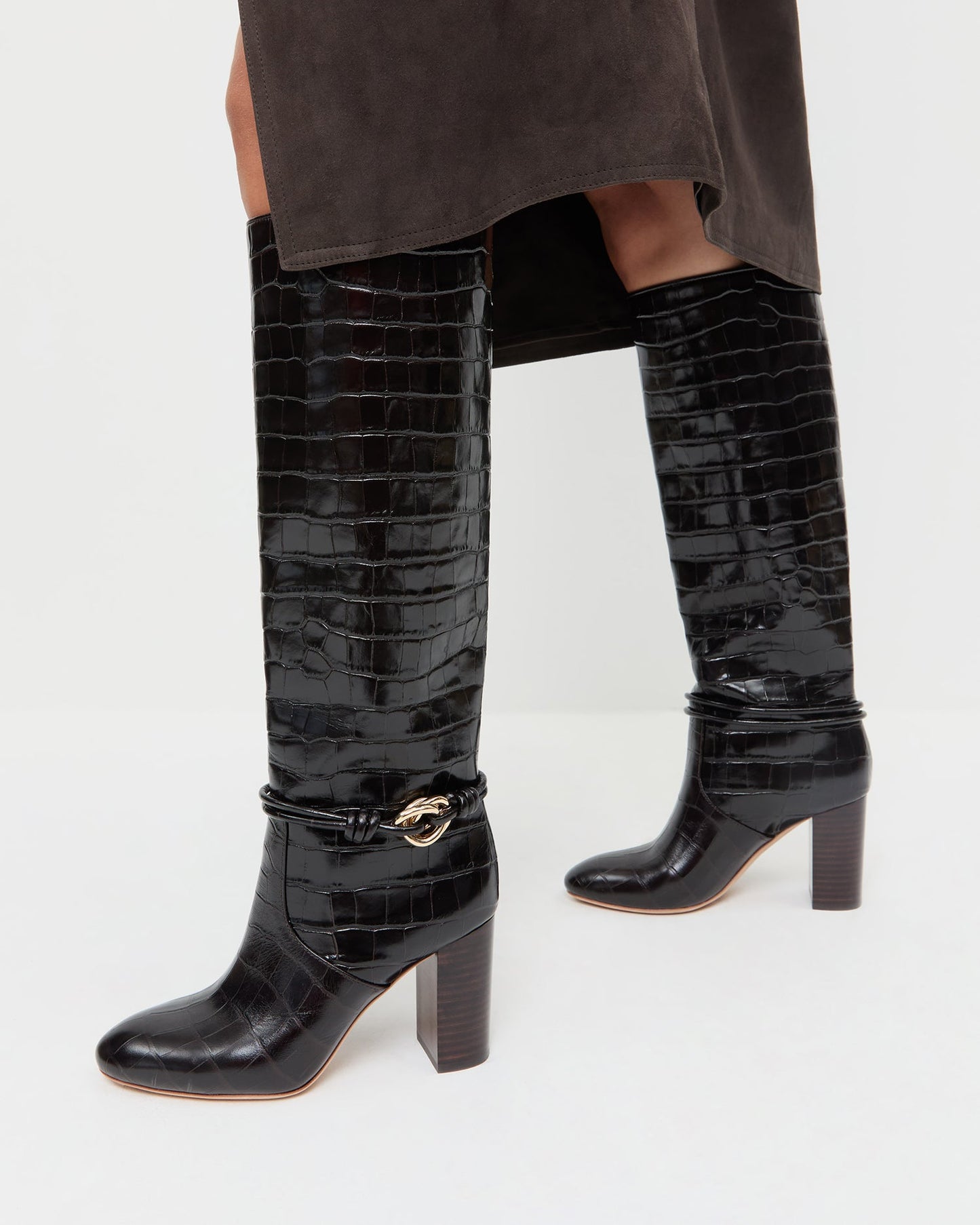 Goldy Crocodile/Gold Leather Tall Boot