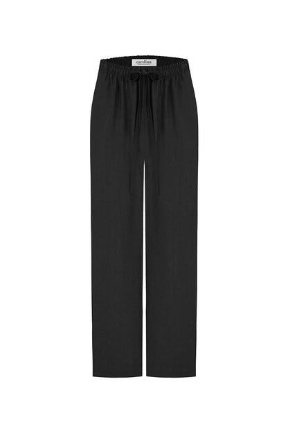Gemma Straight Leg Tie Waist Pants Black