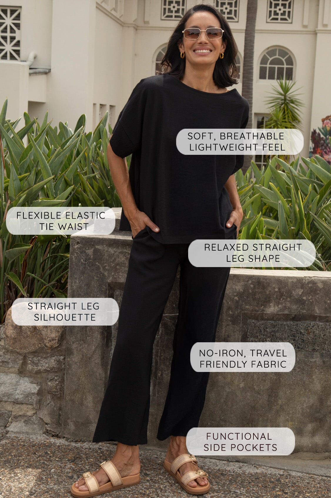 Gemma Straight Leg Tie Waist Pants Rose