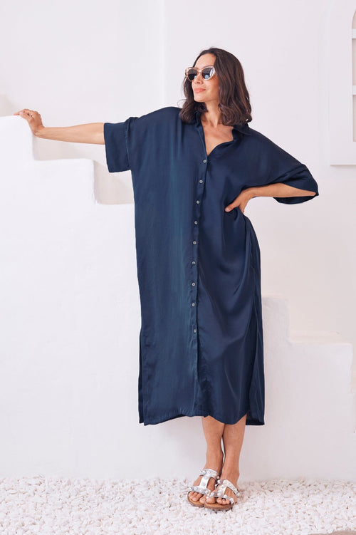 Giselle Collared Dress Navy