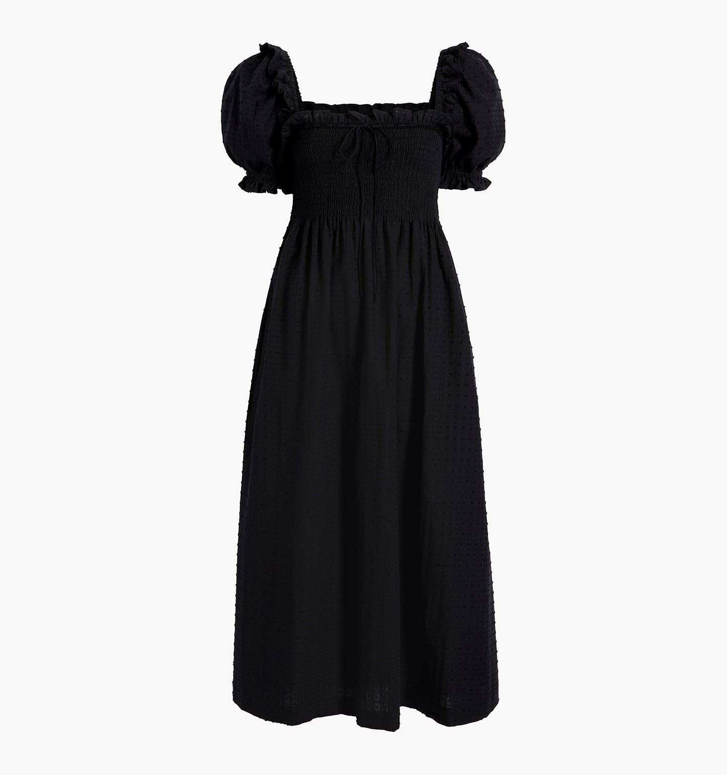 The Scarlett Nap Dress - Black Textured Clip Dot