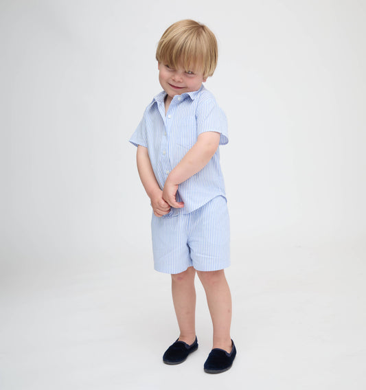 The Tiny Leo Shorts - Blue/White Stripe