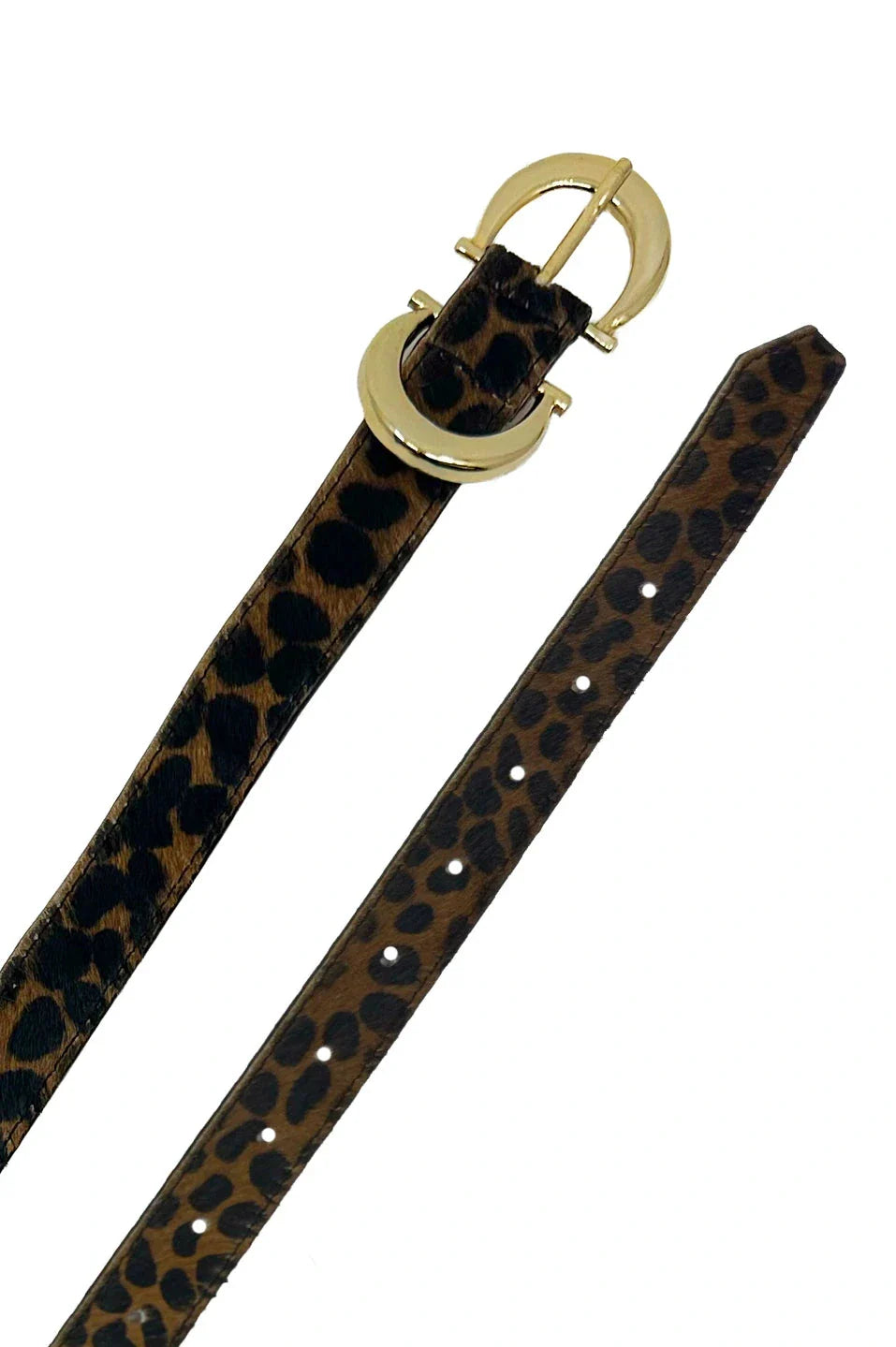 Ivy Skinny Double Buckle Belt Cheetah